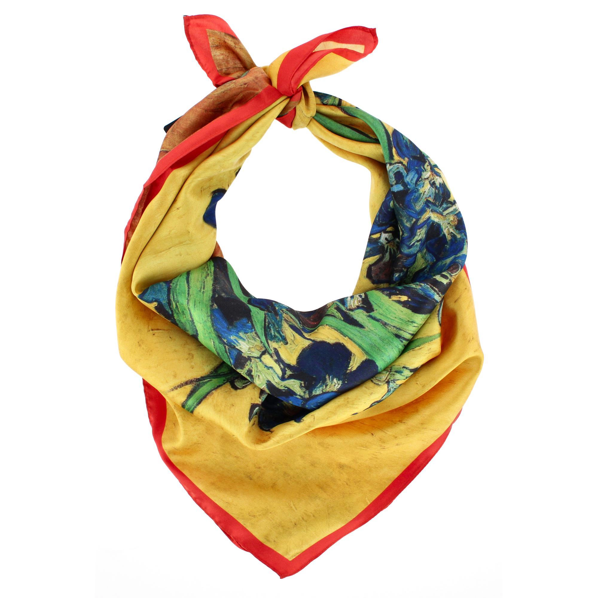 The Magic Scarf Company Women's Van Gogh Irises Yellow Print Silky Scarf