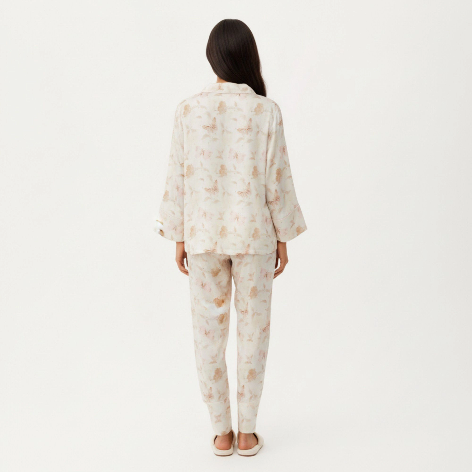 Anna-Kaci Women's 2-Piece Floral Print Button Front Pajama Top with Wide Cuff Sleeves and Matching Relaxed Fit Pants