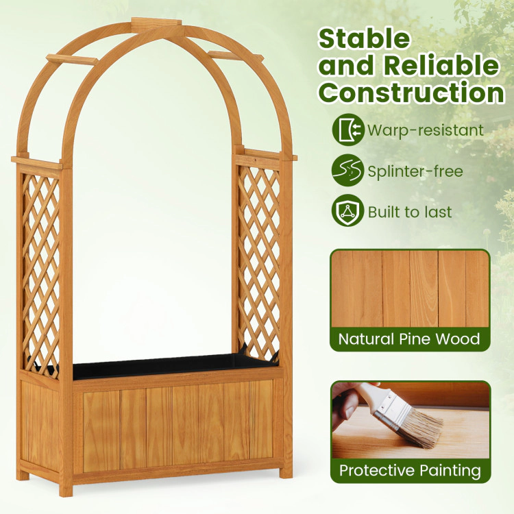 Hivvago Wooden Raised Garden Bed with Lattice Trellis and Arched Roof