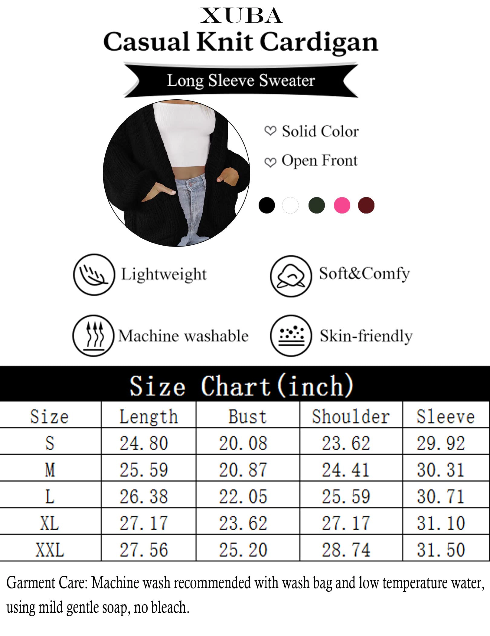 KOJOOIN Women's Cardigan Chunky Knit Sweaters Open Front Pocketed Oversized Jacket Balloon Sleeve