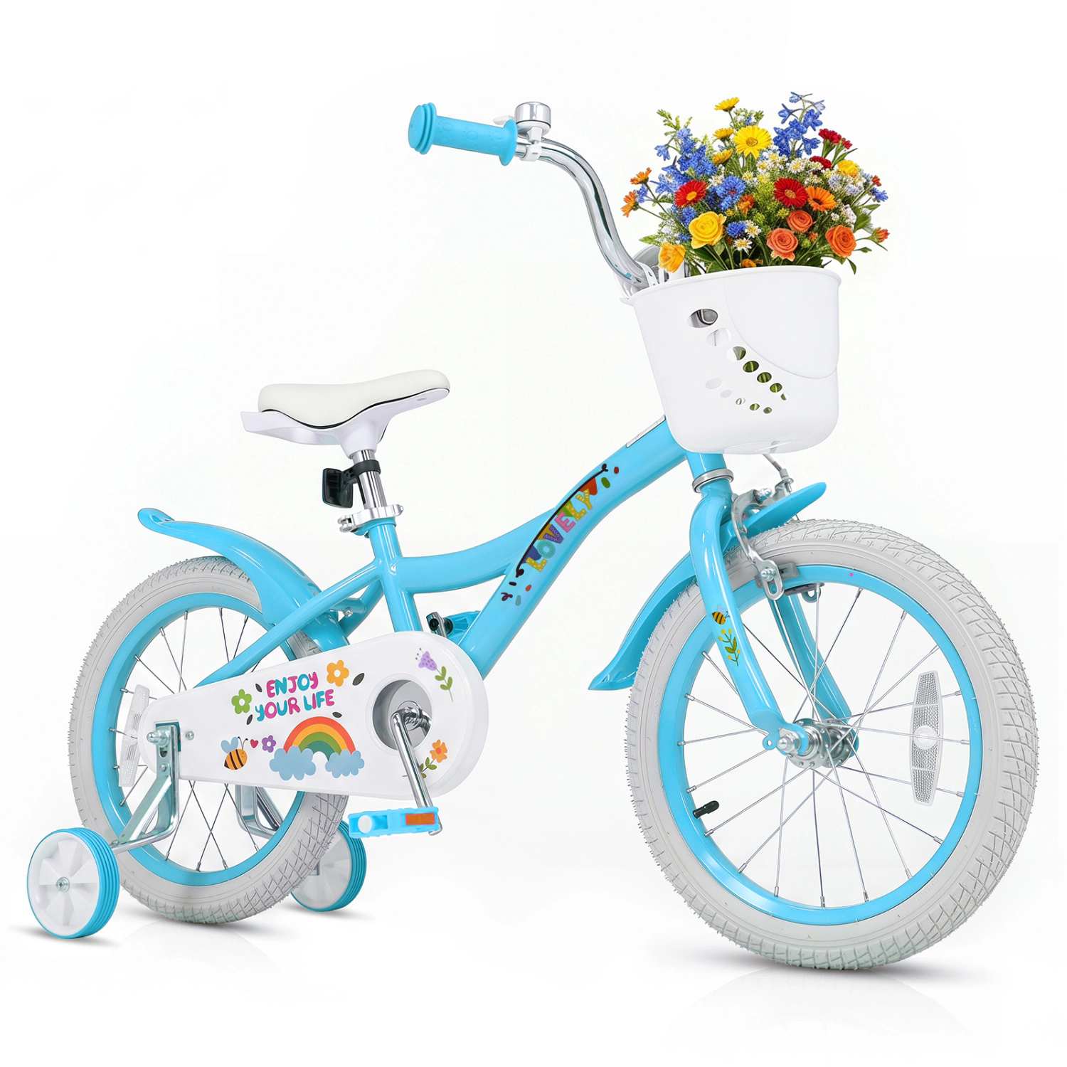 LJG Girls Bike for 4-8 Years Old with Basket