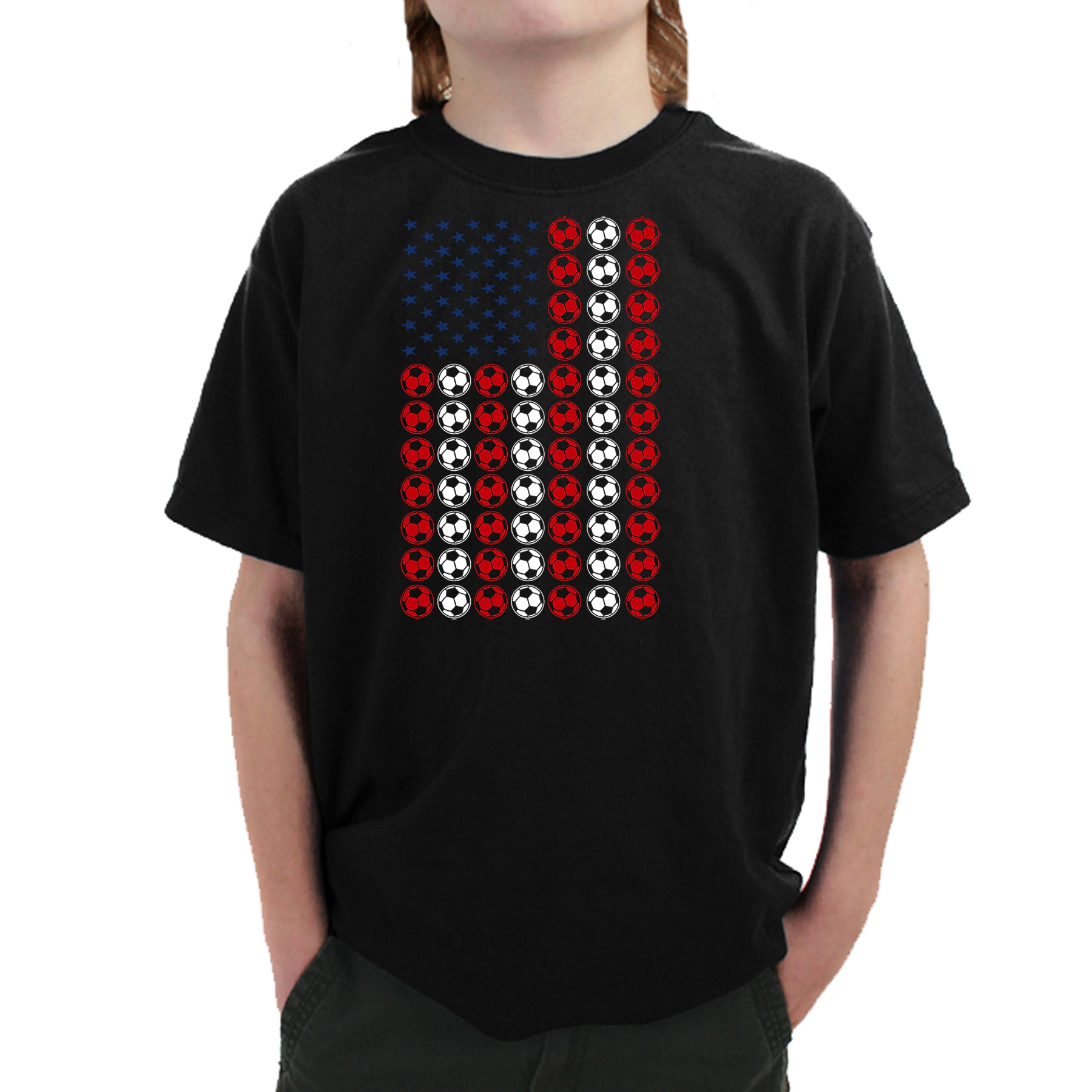LA Pop Art Boy's Word T-Shirt - Soccer Flag