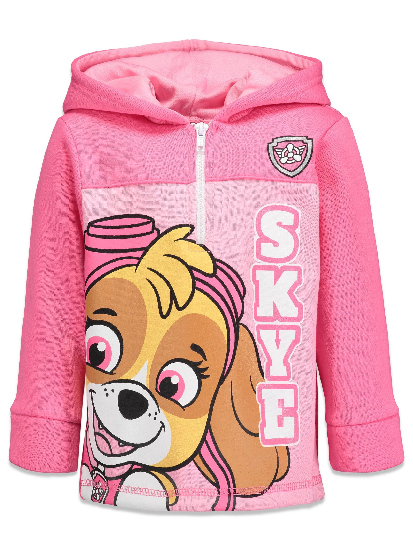 Nickelodeon Paw Patrol Skye Girls' Fleece Quarter-Zip Hooded Sweatshirt