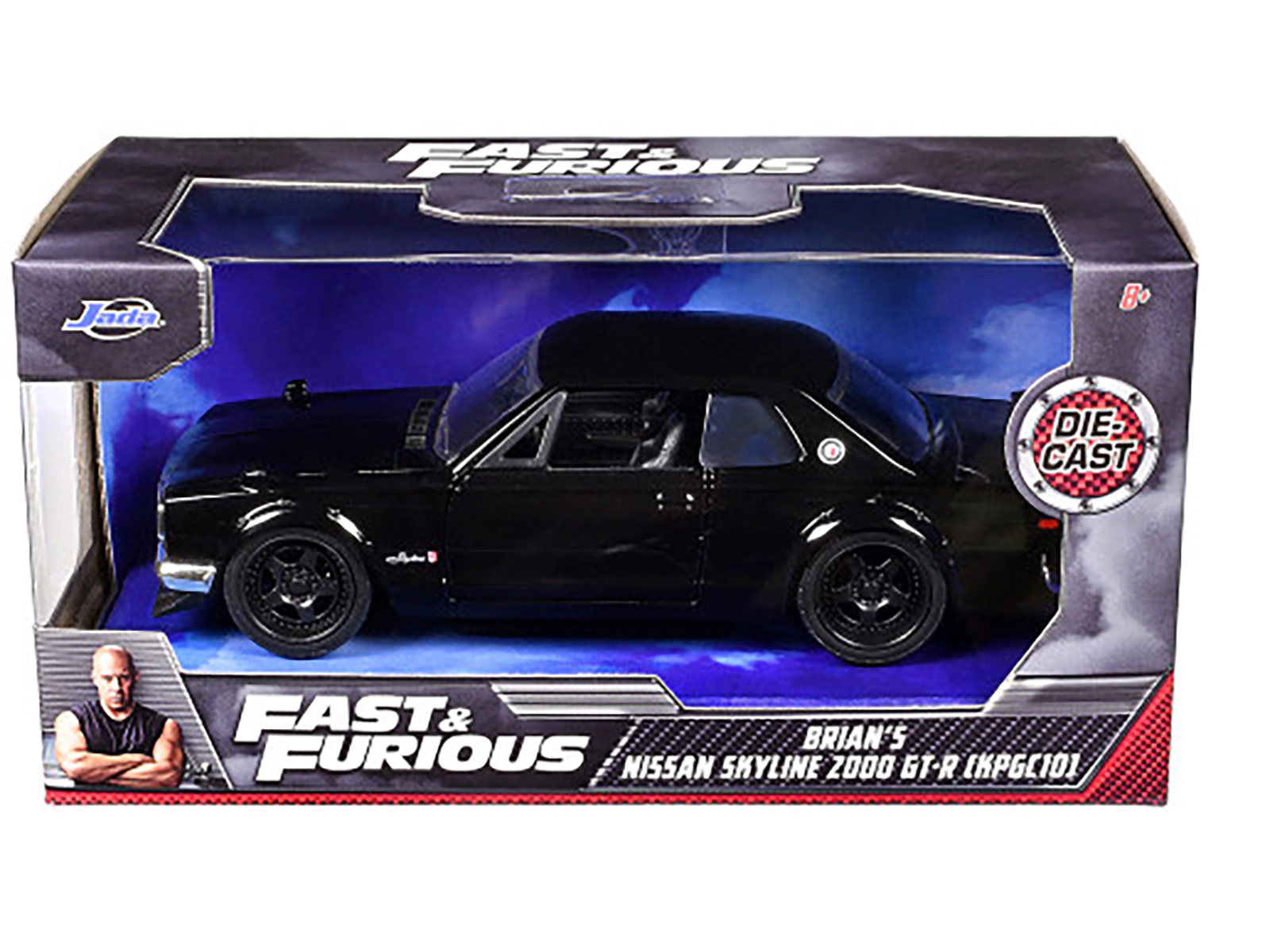 Jada Brian's Nissan Skyline 2000 GT-R (KPGC10) Black "Fast & Furious" Movie 1/32 Diecast Model Car by Jada