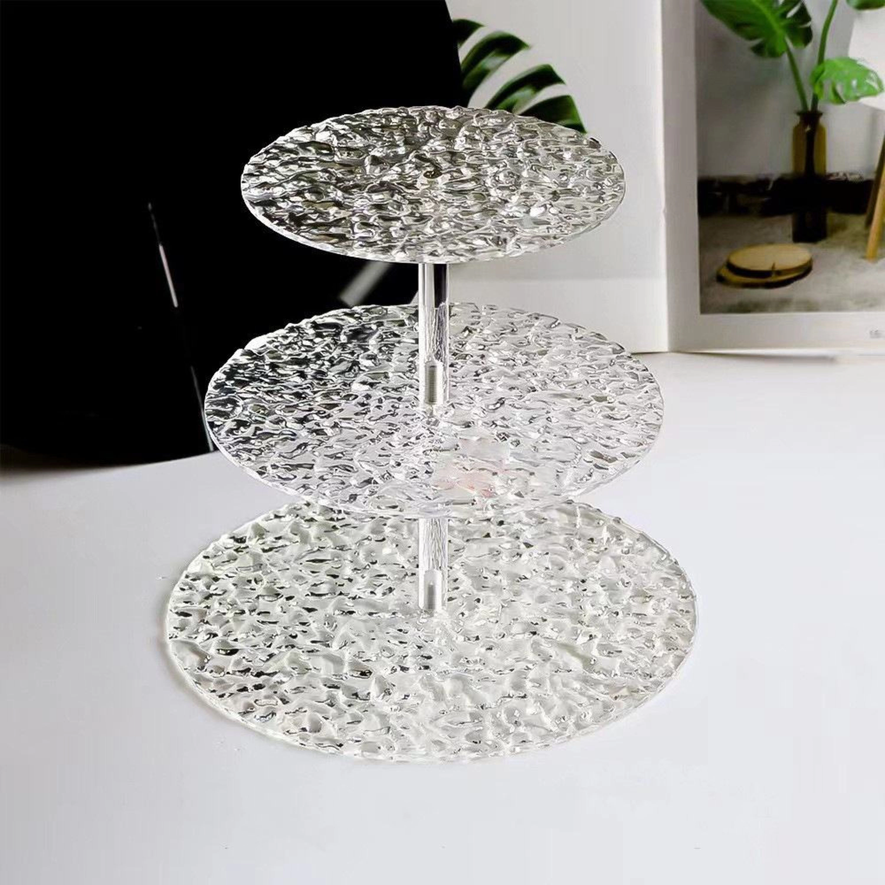 Kitcheniva Water Ripple Design Acrylic 3 Tier Dessert Cupcake Stand