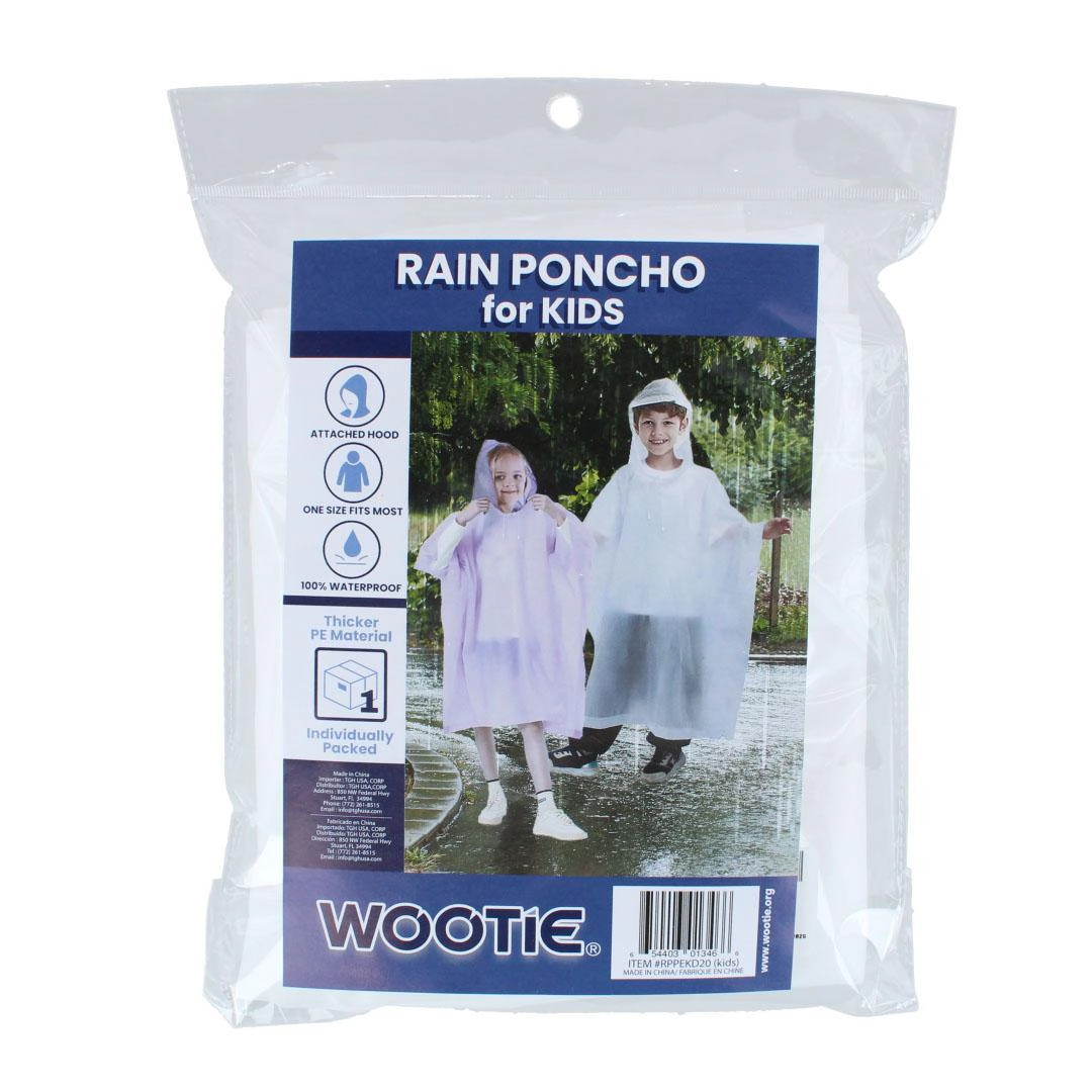 CTM Kids' One Size Fits Most Reusable Rain Poncho by Wootie