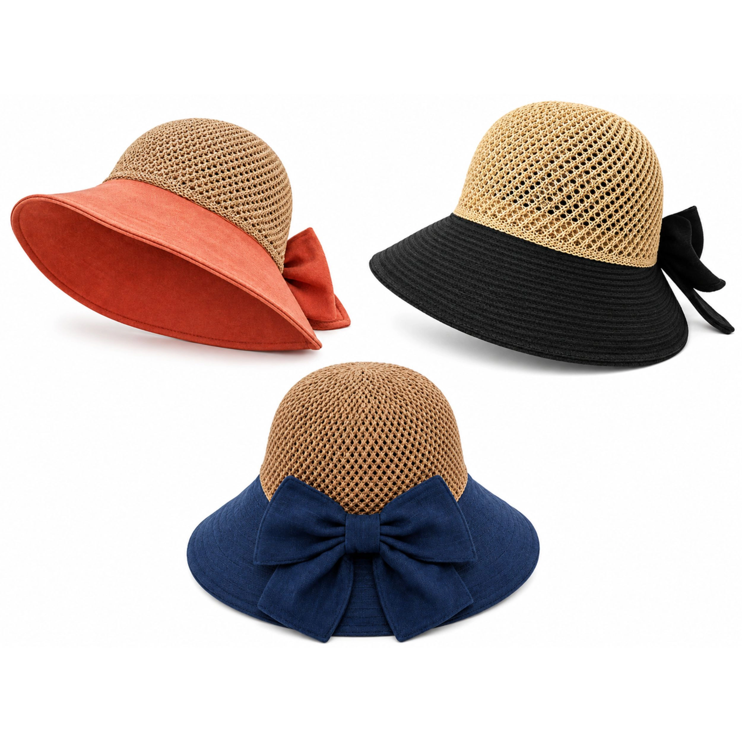 Home Collection Women's Floppy Straw Sun Hat Wide Brim Packable Beach