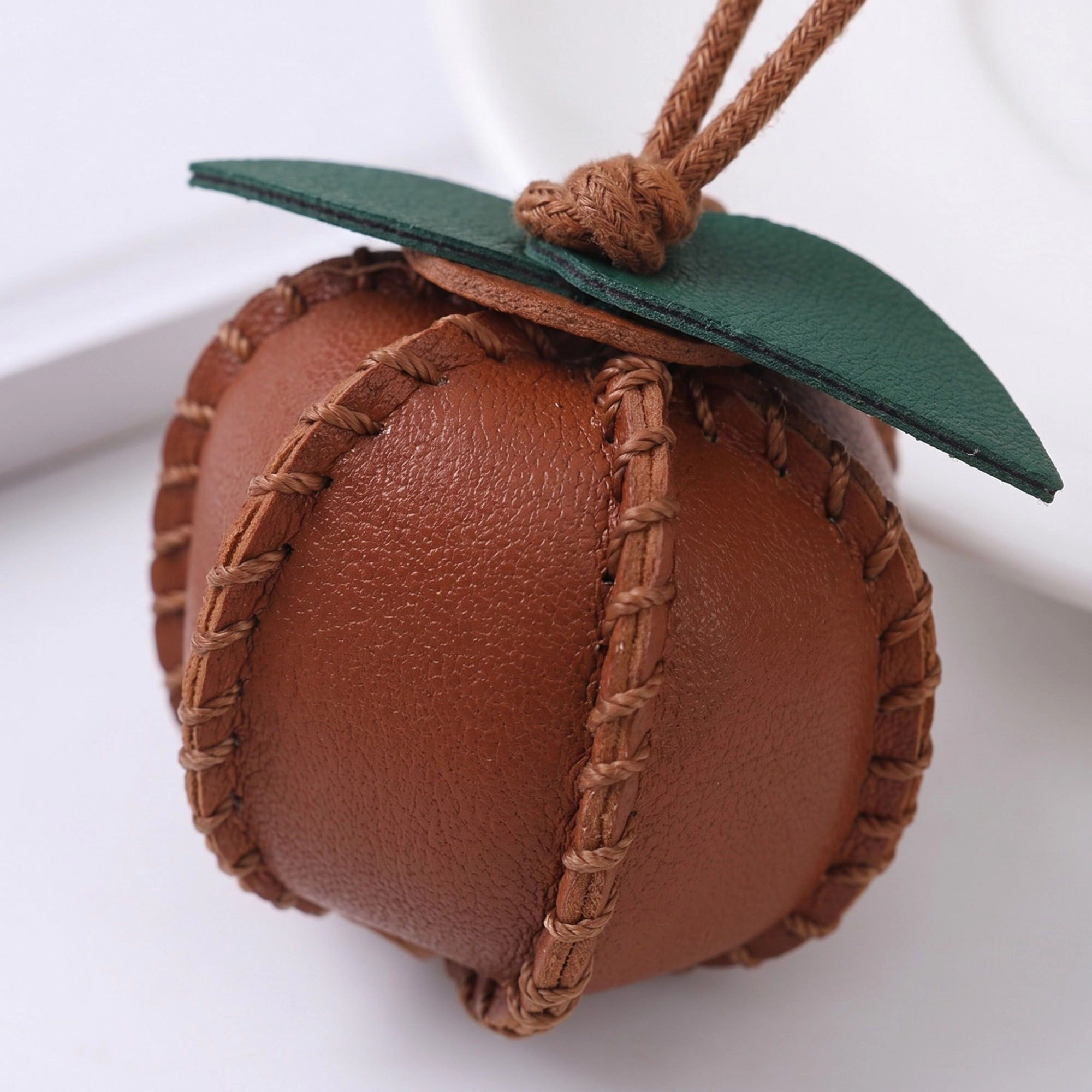 Alilang Women's 2-Piece Womens Faux Leather Bag Charm with Cord Loop Leaf Accent and Textured Stitch Detail