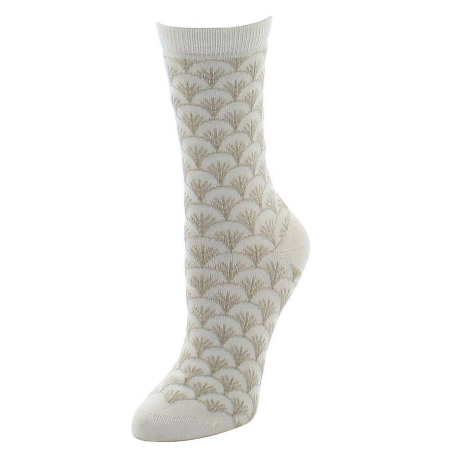 MeMoi Women's Fretwork Geometric Cashmere Blend Crew Socks