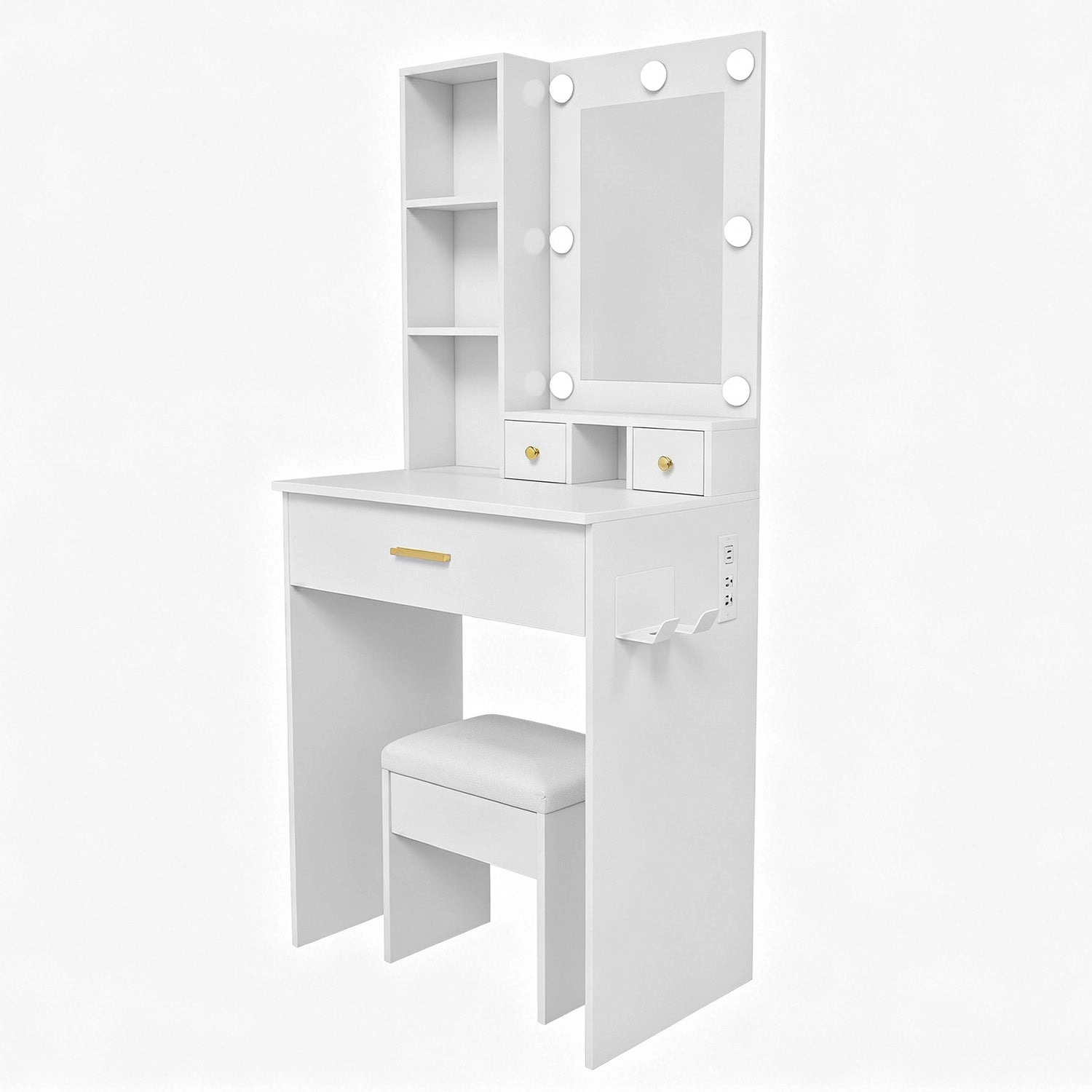 GBruno LED Lighted Vanity Desk Set With Padded Stool