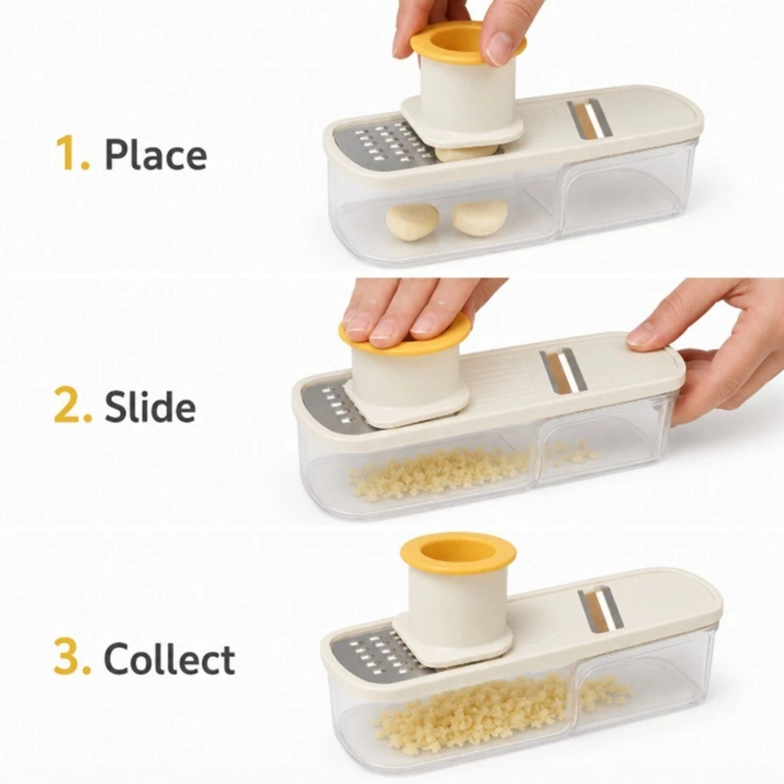 Home Collection 3-in-1 Mini Ginger Garlic Slicer Grater Mandoline with Hand Guard