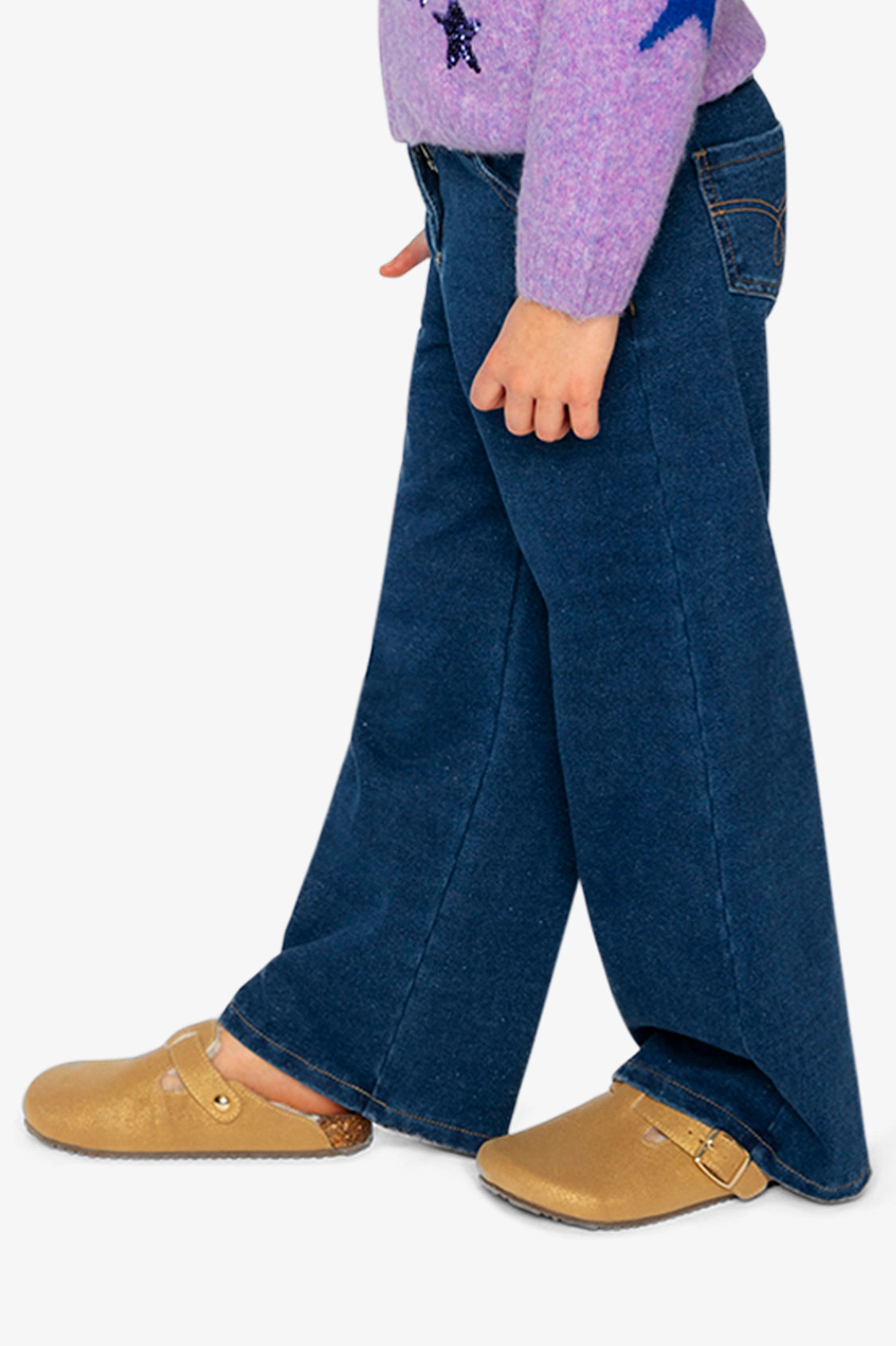 Deux par Girls Lurex Denim Wide Leg Jeggings