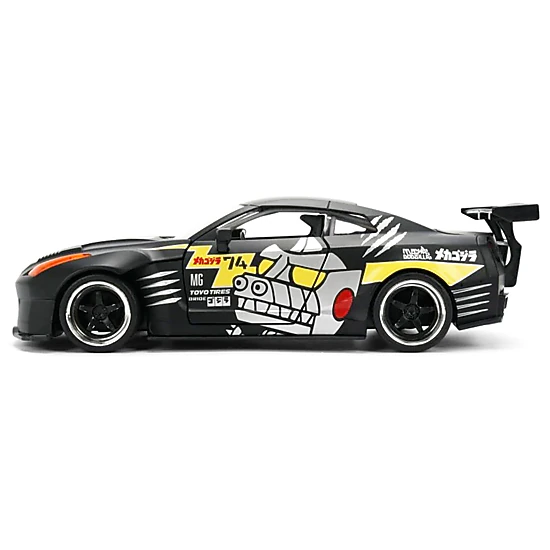 Jada Collectible 2009 Nissan Gt-R (R35) Ben Sopra Matt Black With "Mechagodzilla" Graphics "Hollywood Rides" Series 1/24