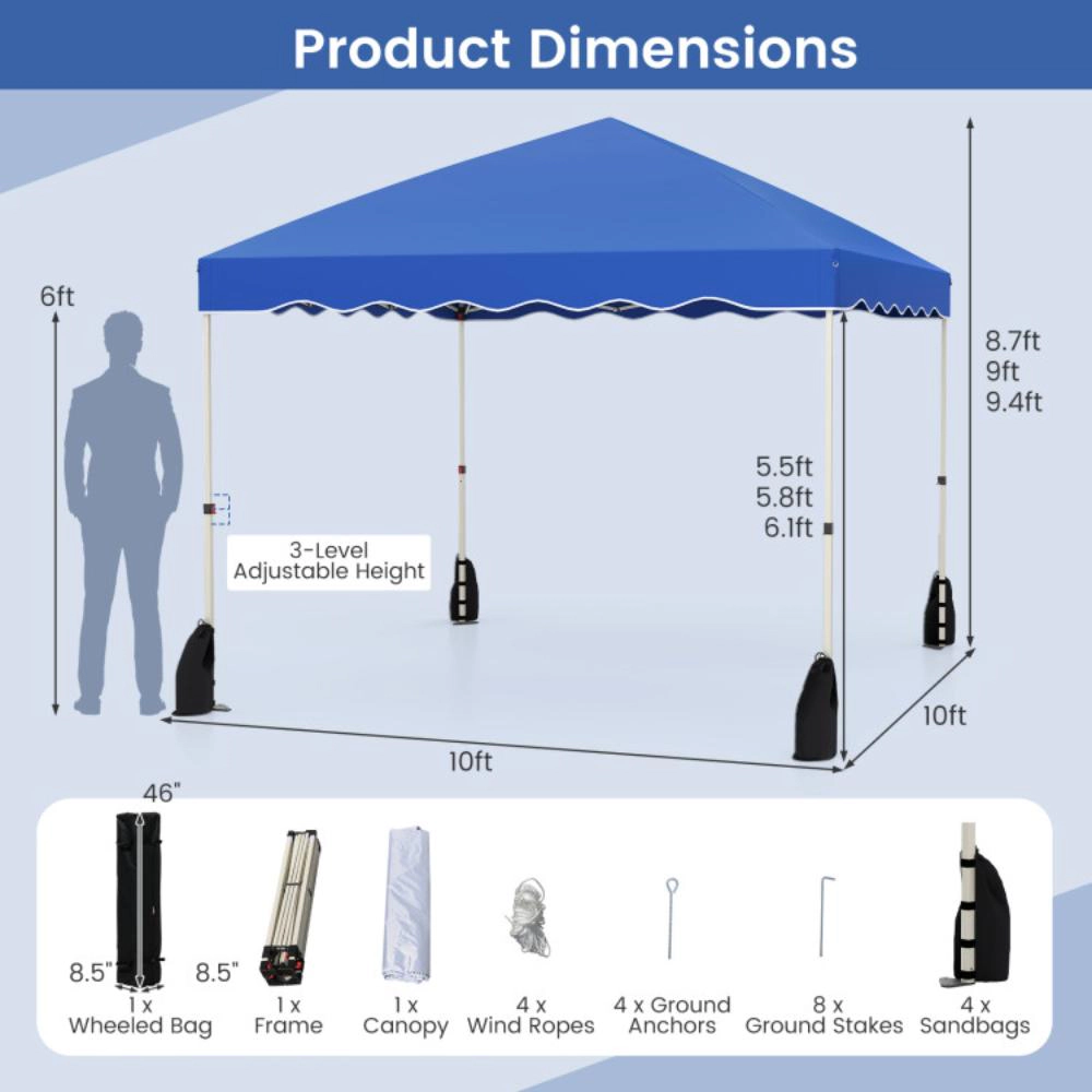 Hivvago Foldable 10 X Feet Pop up Canopy Tent with Wheeled Bag