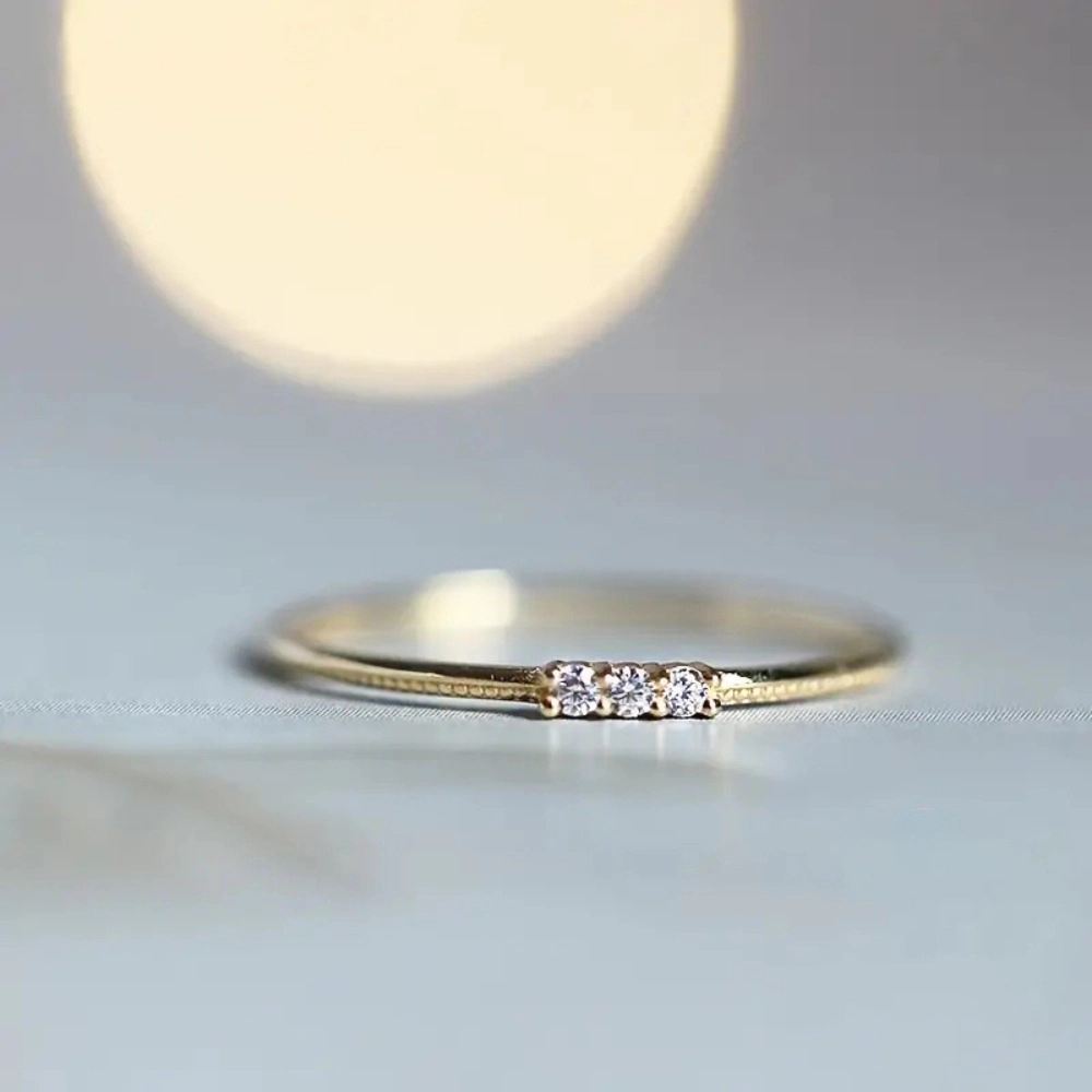 Minimalist Zircon Thin Band Ring for Women Party Daily Wear Fashion Jewelry