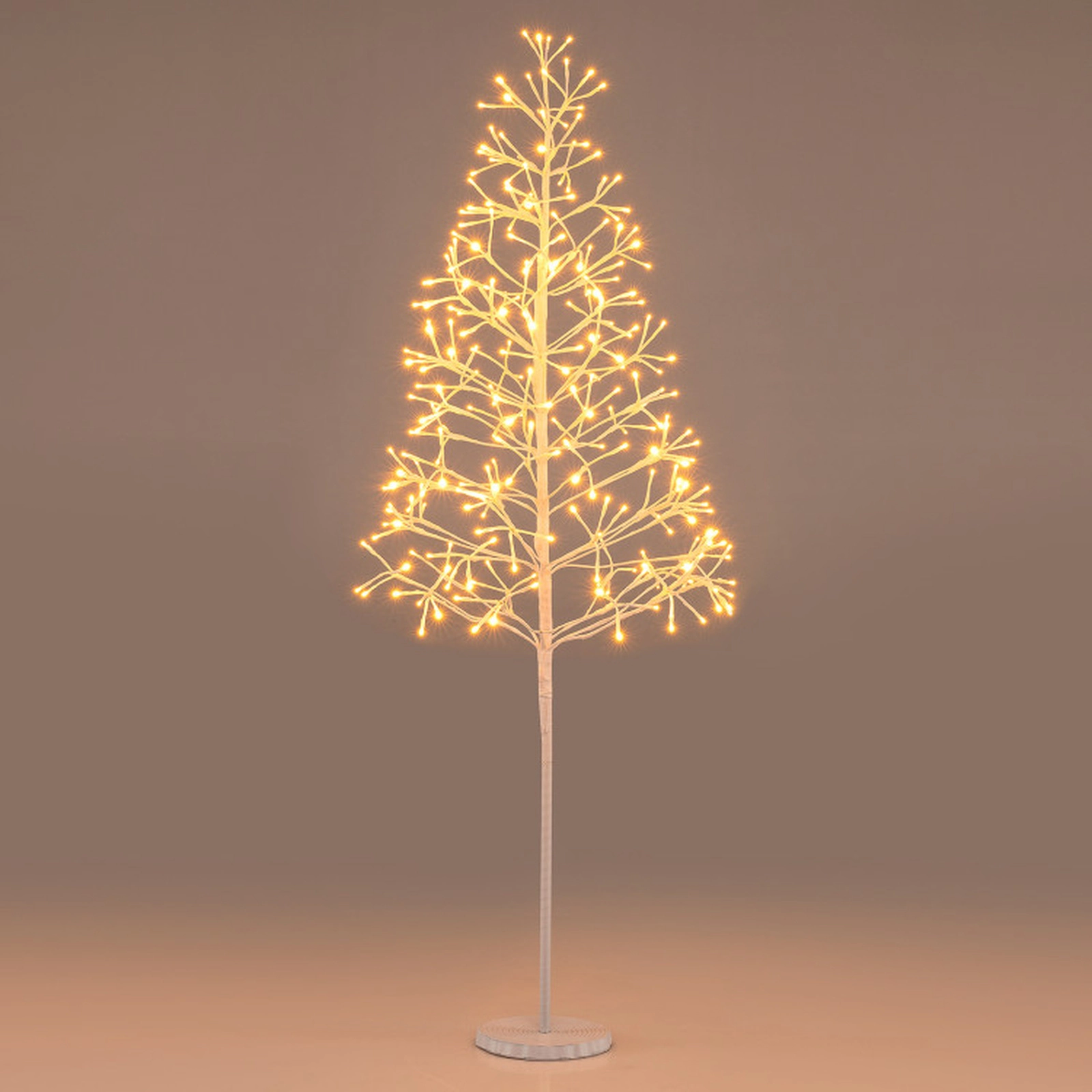 SUGIFT Lighted Birch Twig Christmas Tree with 240 LED Lights 5-ft Tall Metal PVC Frame Weighted Cement Base White