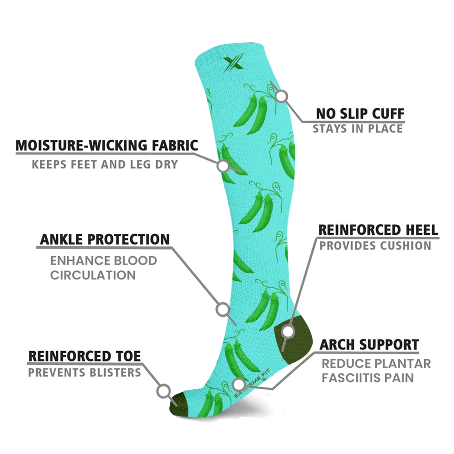Extreme Fit Nature And Fruity Prints Knee-high Compression Socks - 6 Pair