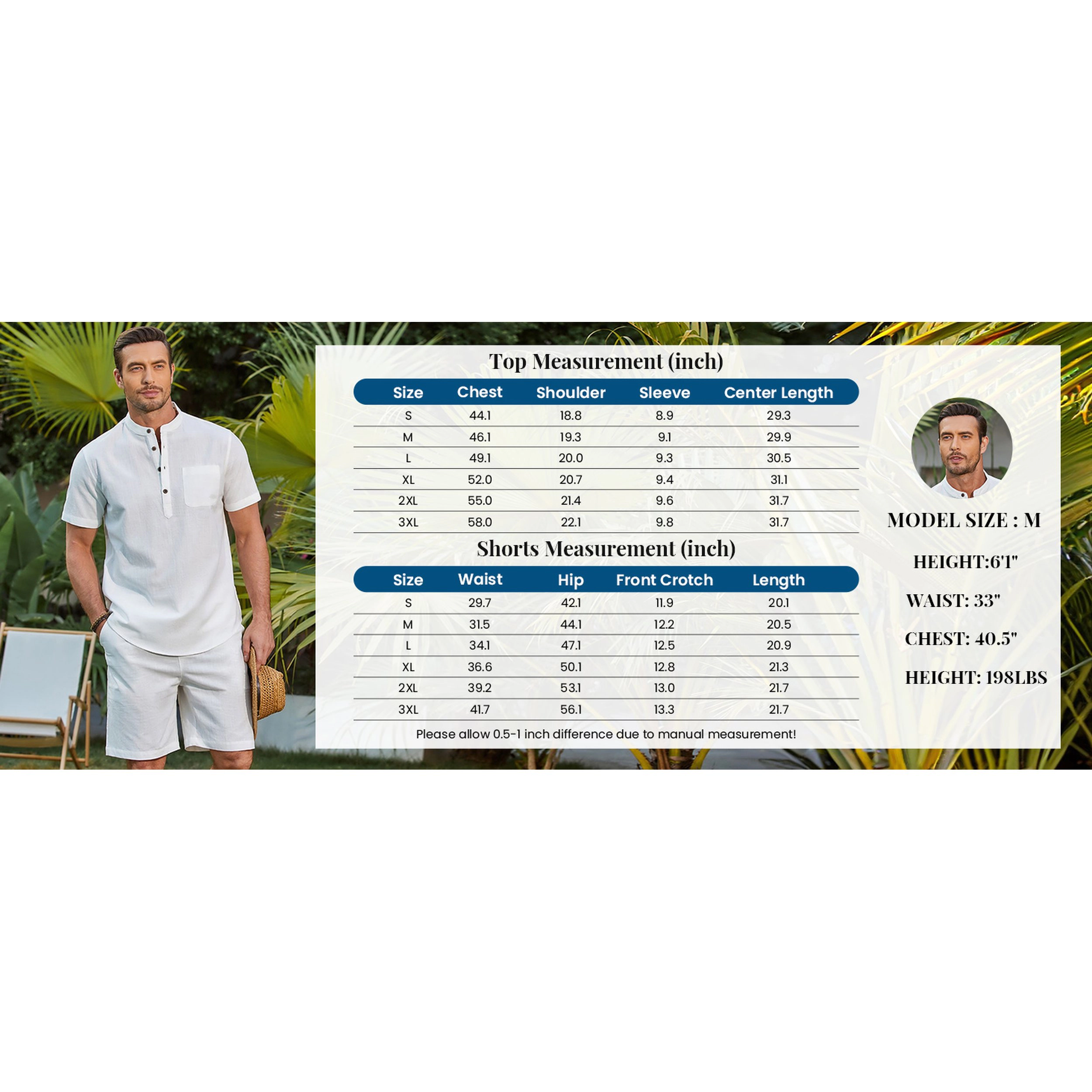 COOFANDY Men's Regular Fit Henley Neck Short Sleeve Shirt and Shorts Two Piece Set