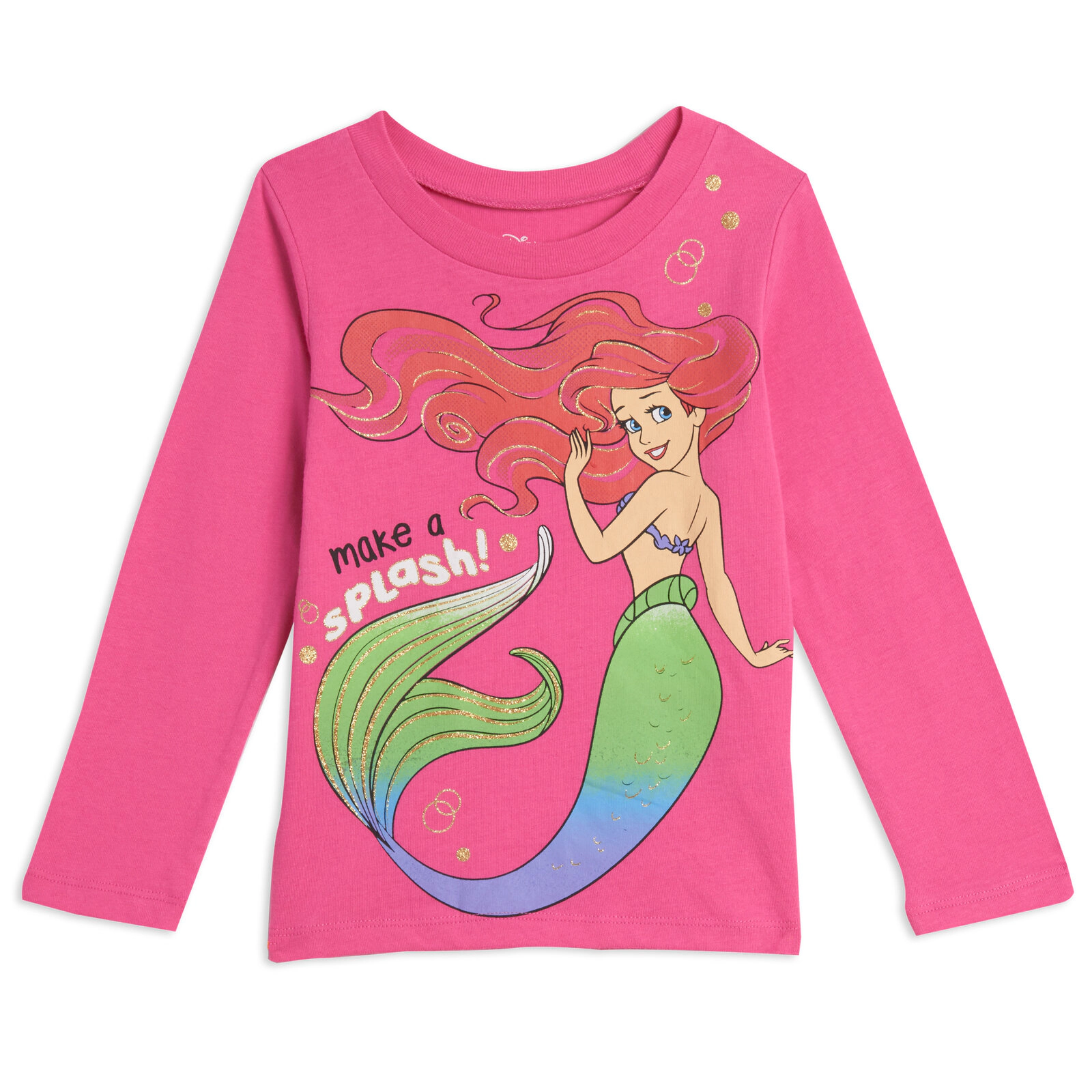 Disney Princess Girls' Glitter Long Sleeve T-Shirt 3-Pack