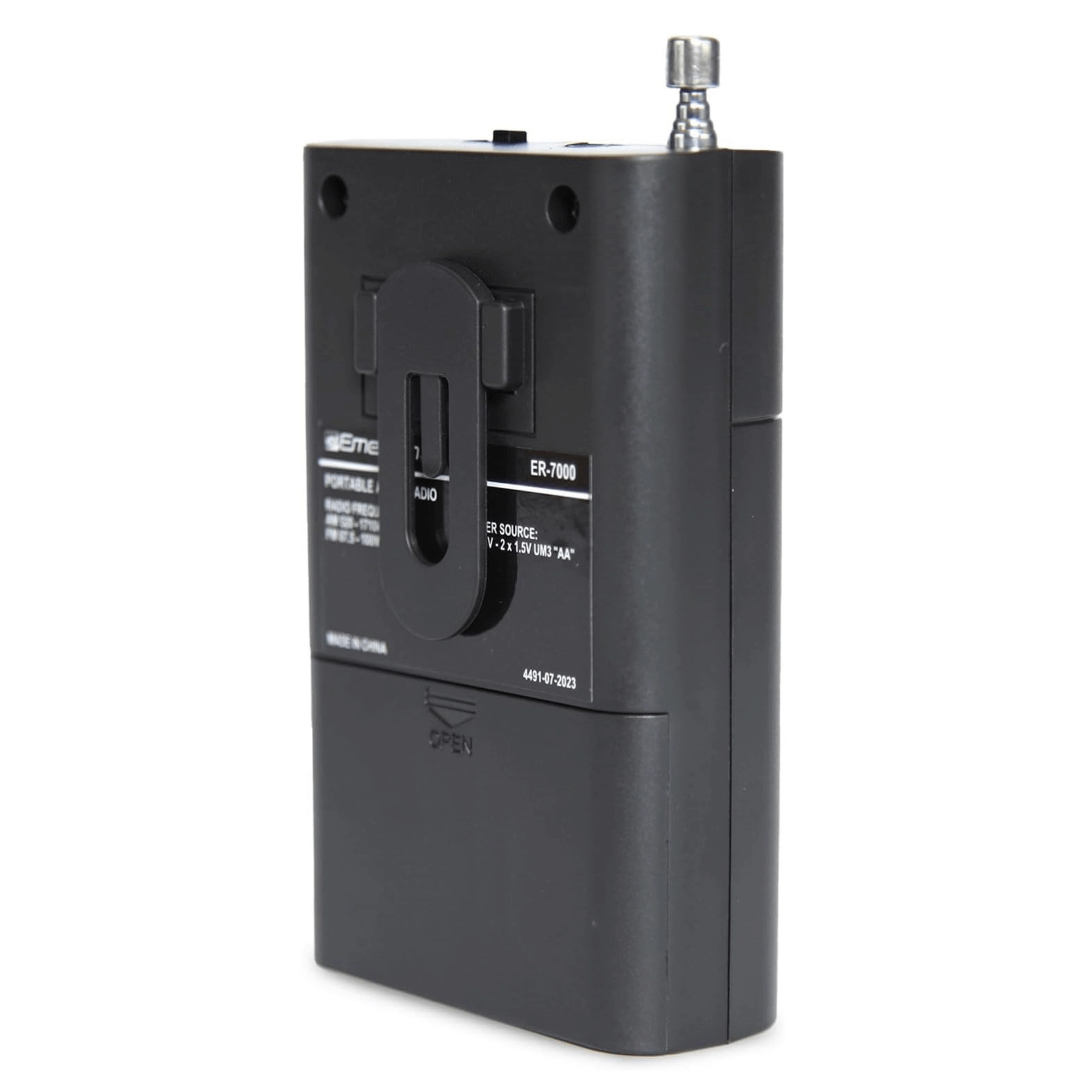 Emerson Portable AMFM Radio with Built-In Speaker and Easy Removable Belt Clip