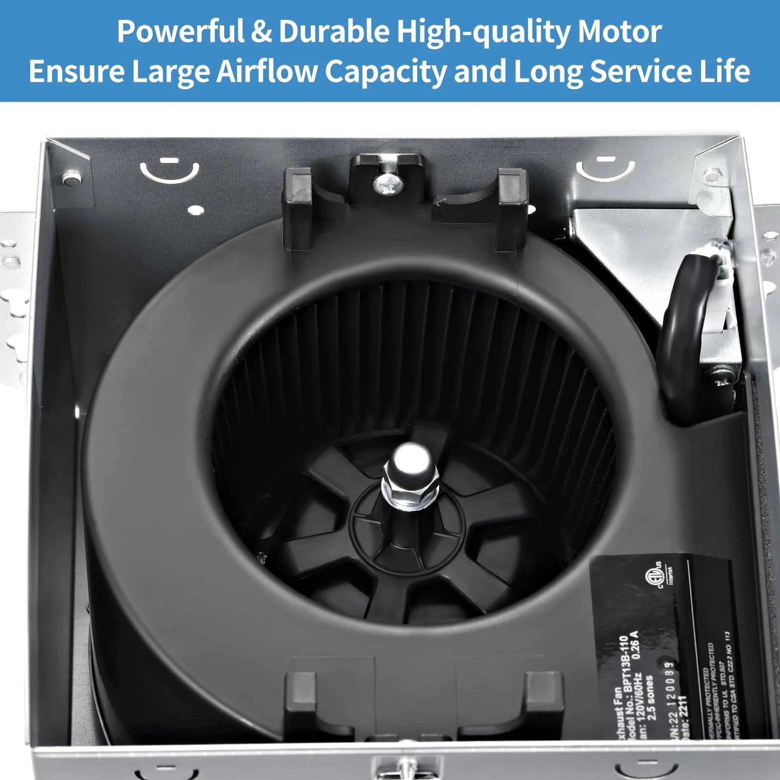 Envelor 110 CFM Ceiling Bathroom Exhaust Fan in White