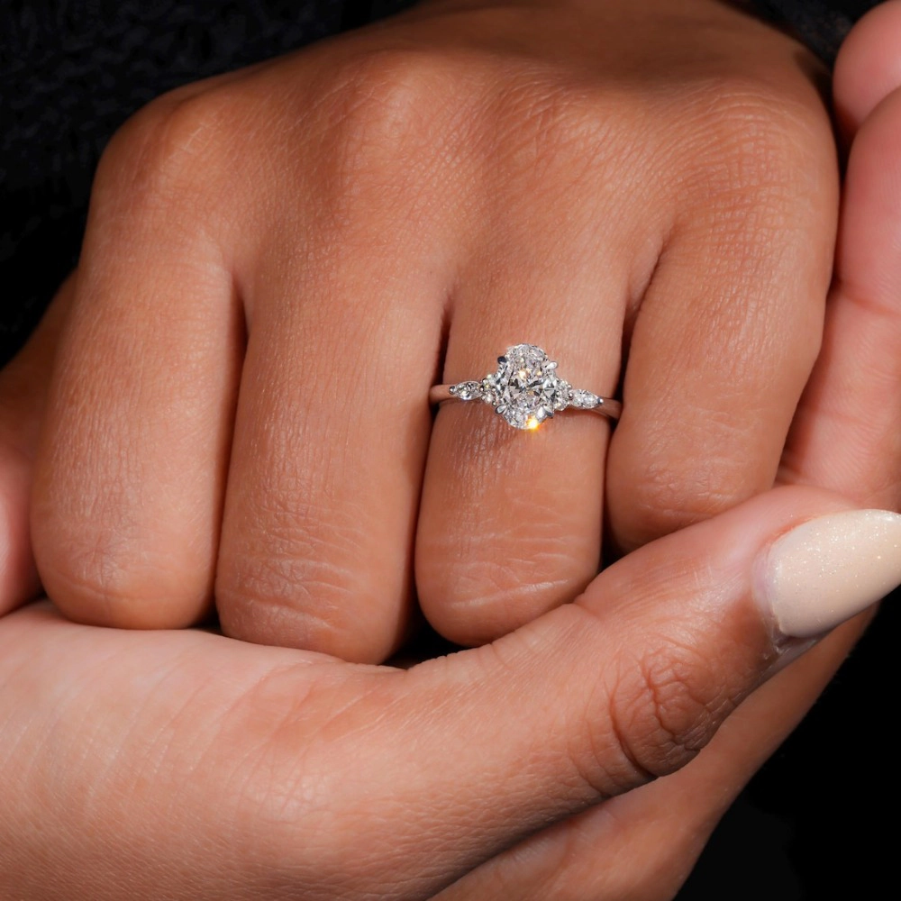 Wardrobe Whimsy Oval Cut Cubic Zirconia Multi‑Accent Engagement Ring
