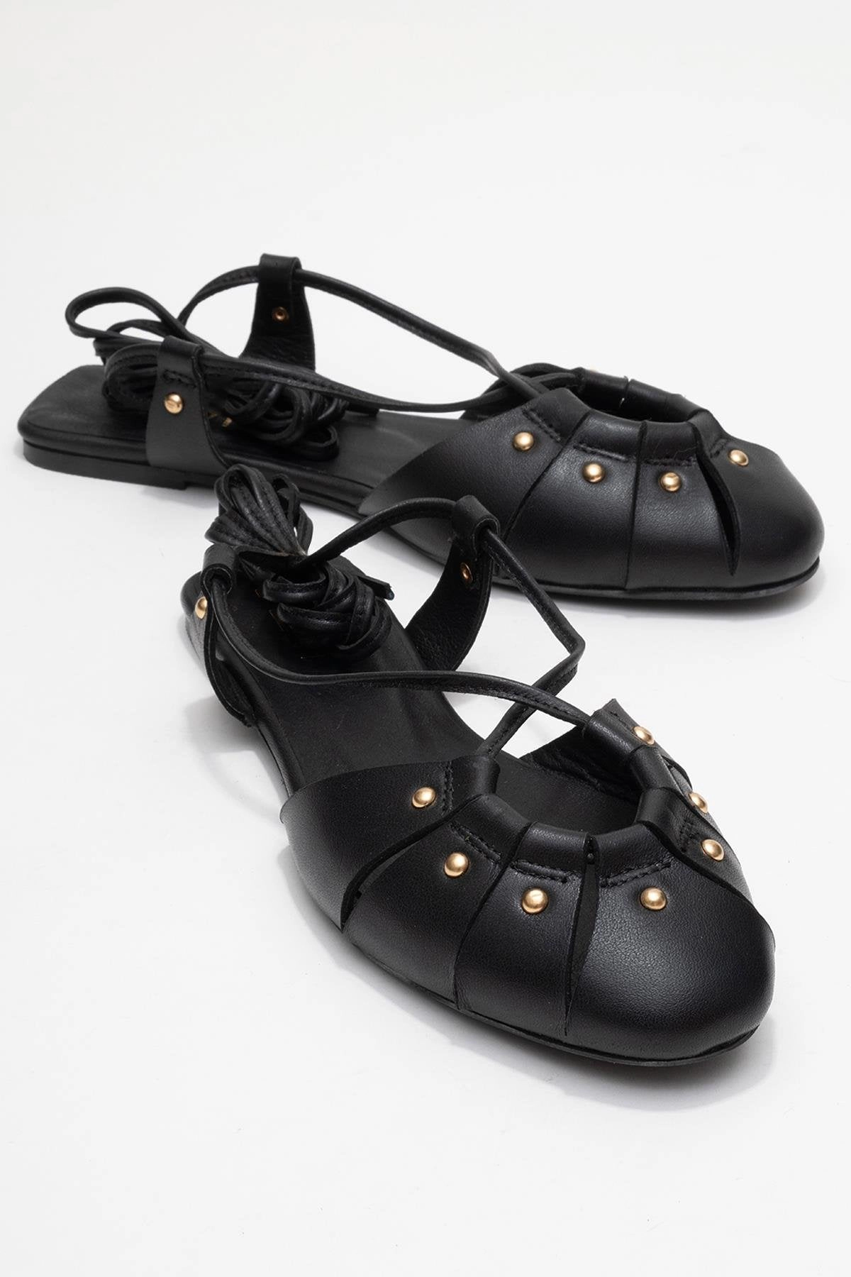 Forever & Always Womens Daria Leather Ankle Lace-Up Sandals