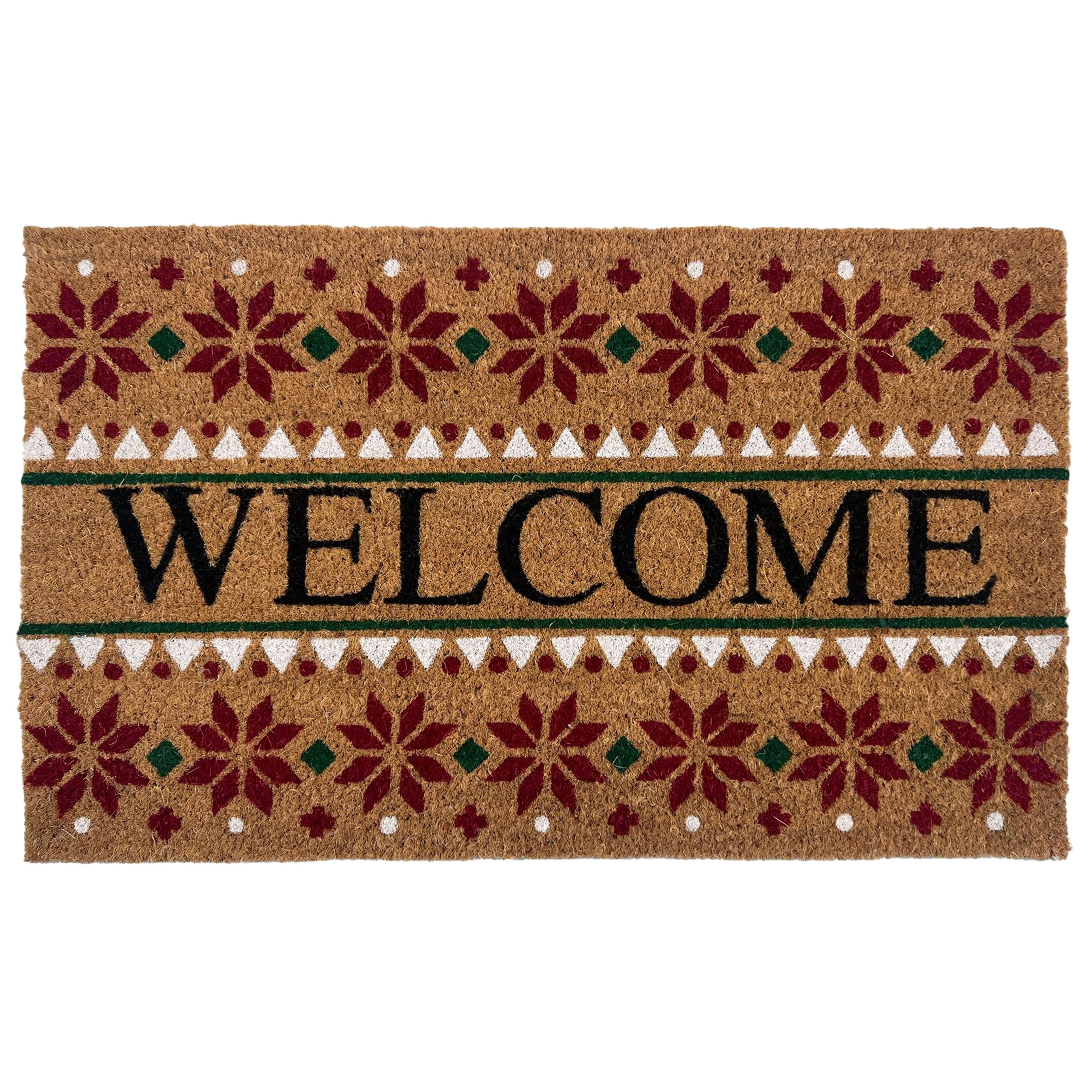 Kate Aurora Festive Christmas Snowflakes Bristled Outdoor Welcome Mat - 18"x30"