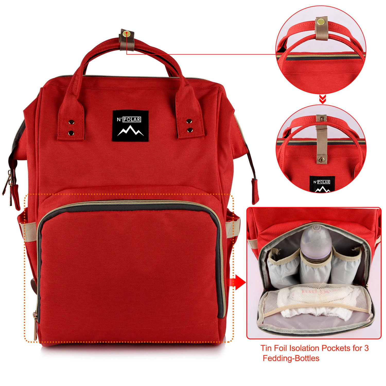 N' POLAR Unisex Water-Resistant Diaper Bag Backpack