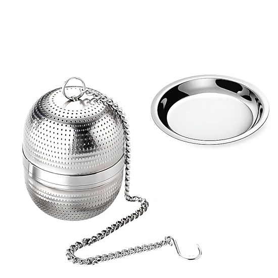 Kitcheniva Reusable Stainless Steel Fine Mesh Spice & Tea Infuser With Chain & Drip Tray
