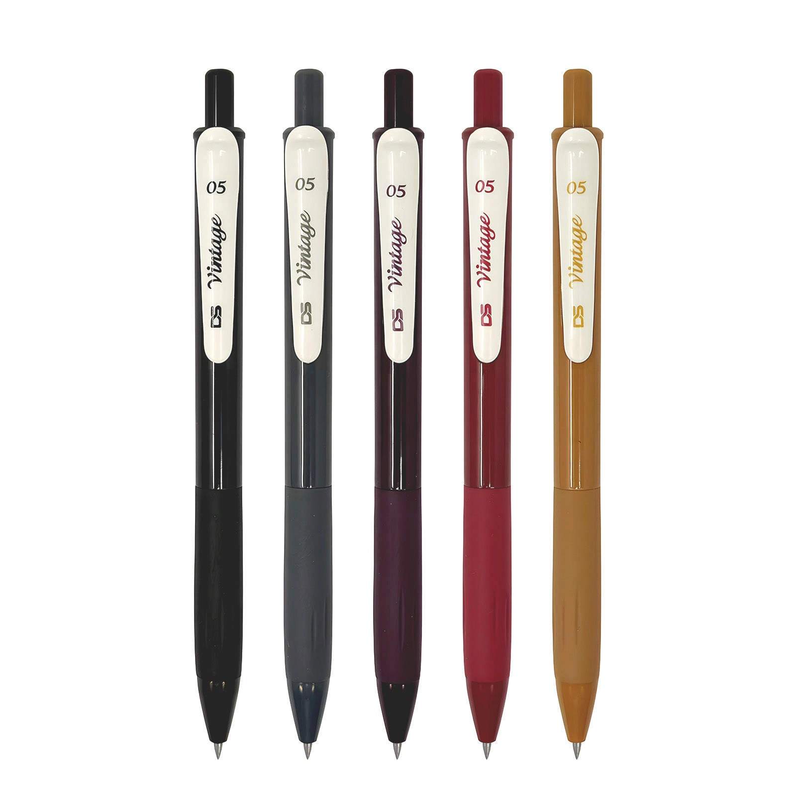 Wrapables Multi-Color Retractable Gel Pens, 0.5mm Fine Point for Writing and Journaling, Neo-Classic, Set of 5