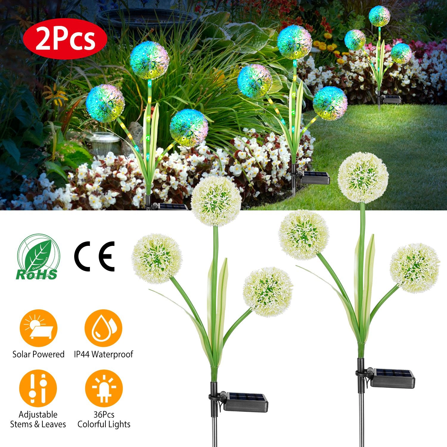 GBruno Solar Dandelion Garden Stake Lights 2-Pack