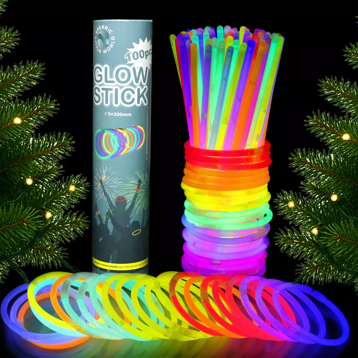 Sperric 100Pcs Glow Sticks Bulk 8" Glow Stick Bracelets for Kids, Glow in the Dark Party Favors Halloween Party Supplies