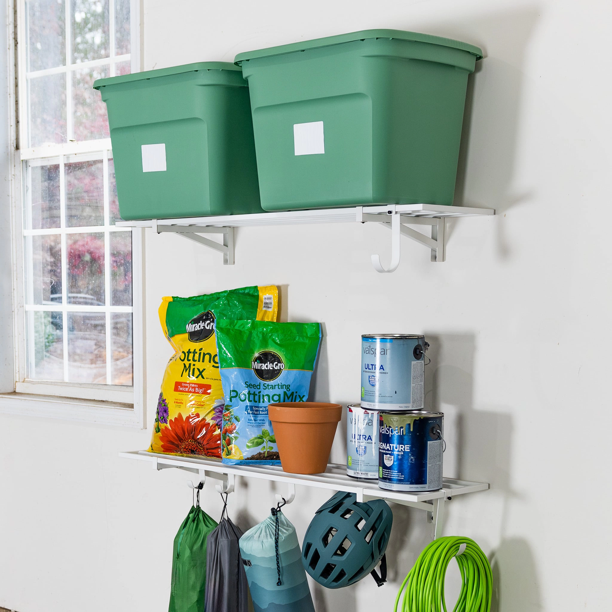 StoreYour 1' x 4' Bristol Garage Wall Mount Shelves, 2 Pack, White