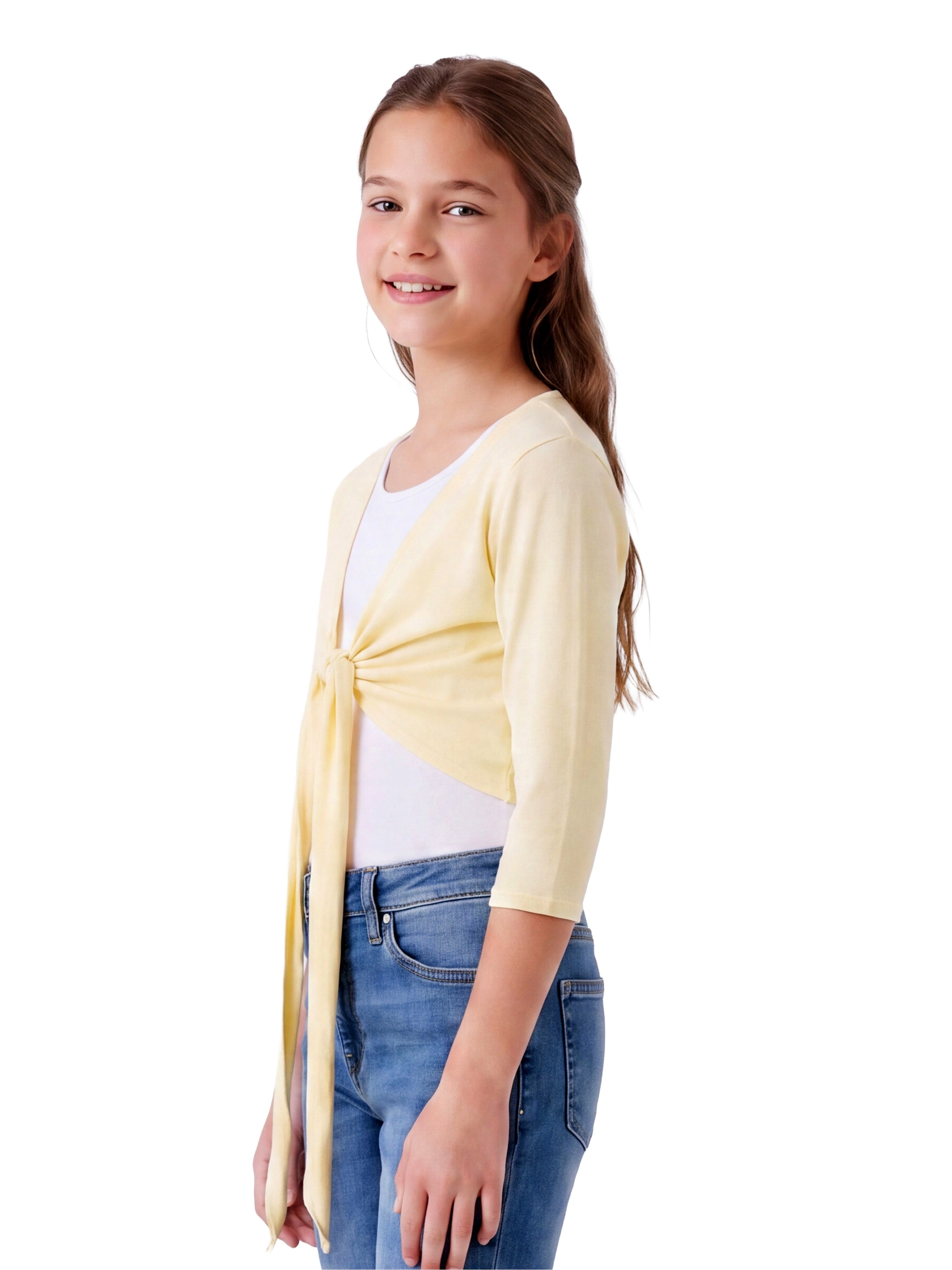 24sevenKid Essential Girls Tie Front Cropped Cardigan Shrug