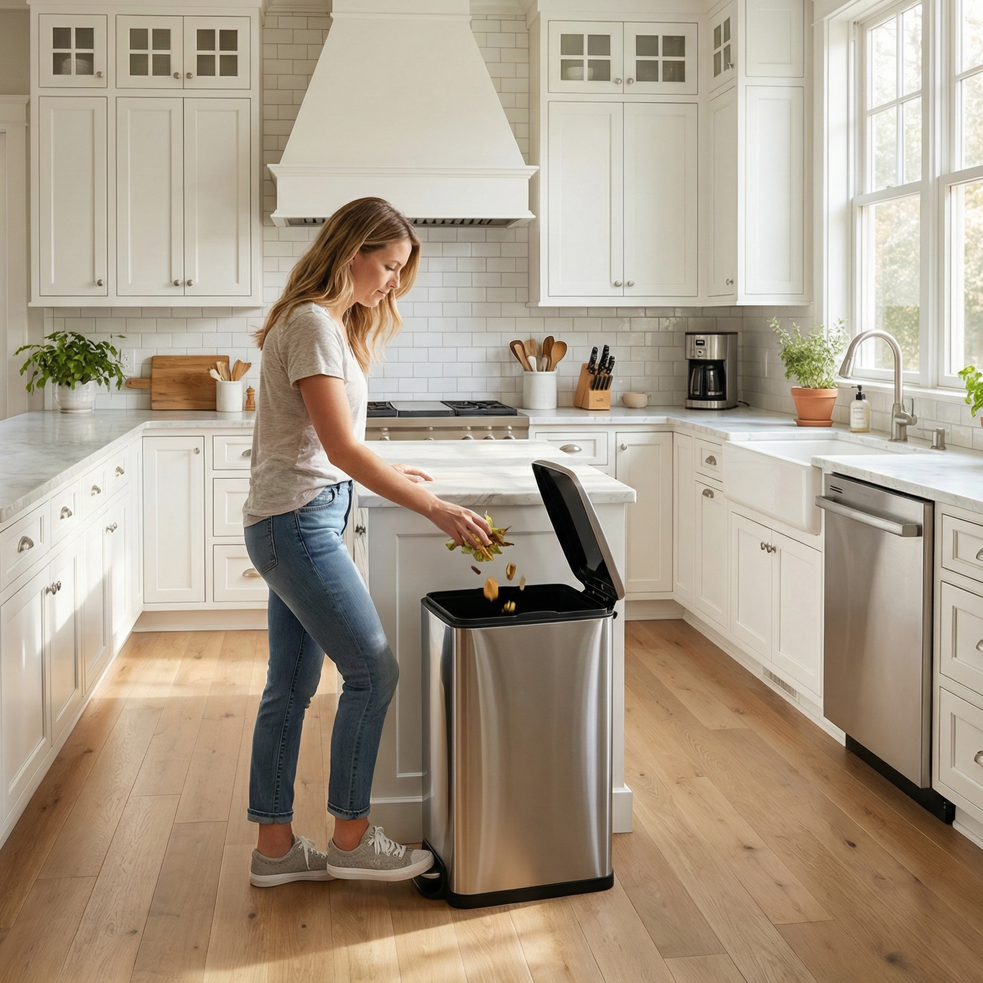 Innovaze 12 Gal./ 45 Liter  Slim Stainless Steel Step-on kitchen Trash Can