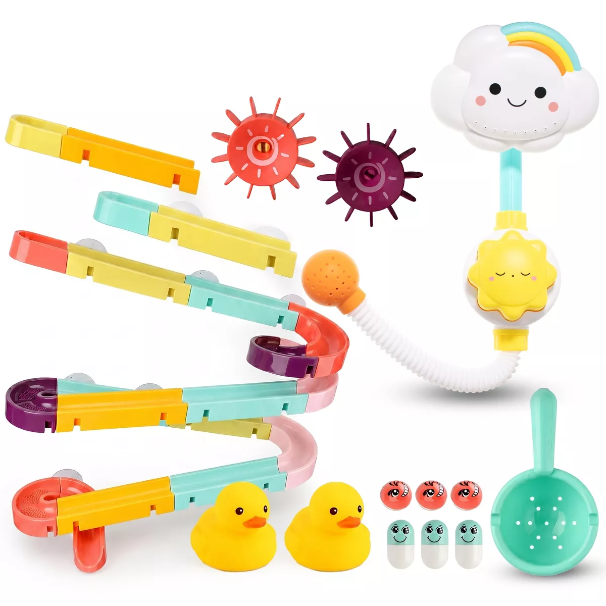 Sperric Interactive Bathtub Slide Set & Baby Shower Sprayer Toy Bundle- Fun Bath Toys for Toddlers, Educational Play Set