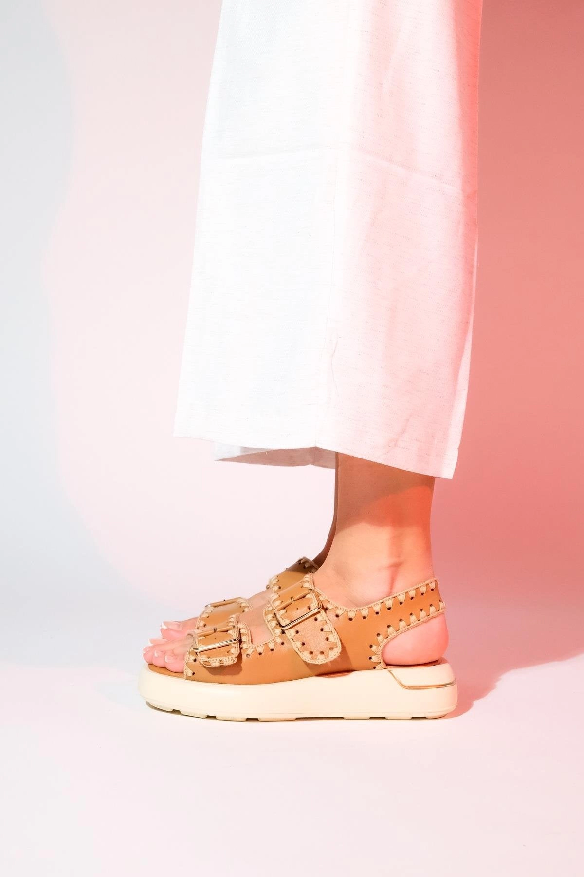 Forever & Always Womens Douro Braided Rope Strap Leather Sandals