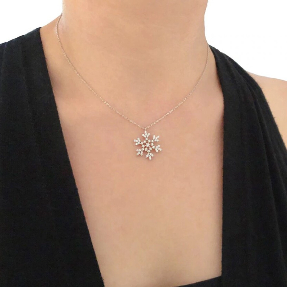 Wardrobe Whimsy Snowflake Cubic Zirconia Pendant Necklace