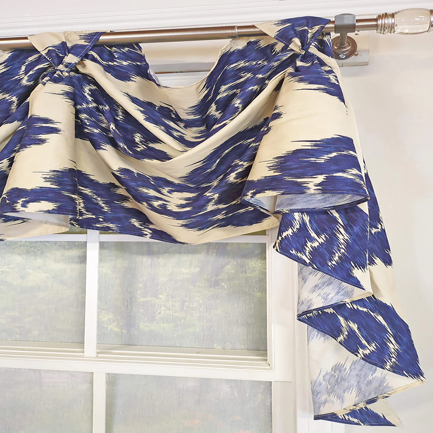 RLF Home Flame 3-S Victory 100% Cotton Tab Top Swag Window Curtain 54" x 25" Navy