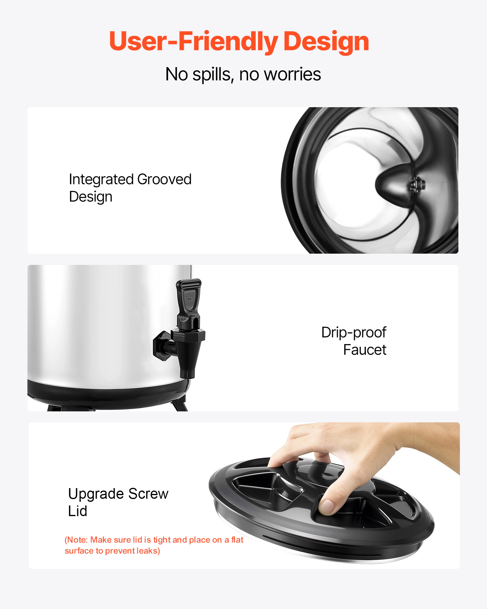 HONGGE Insulated Beverage Dispenser / Stainless Steel Thermal Drink Server with Spigot & Temp Display Suitable for Hot