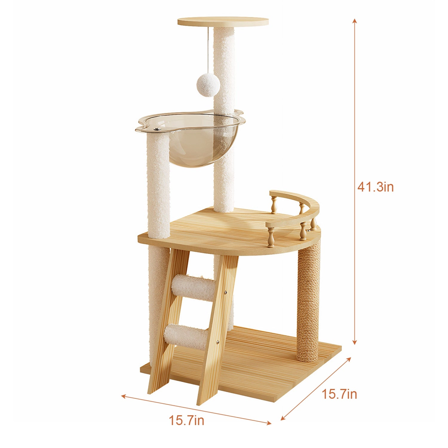 GBruno Multi-Level Wooden Cat Tree With Acrylic Hammock