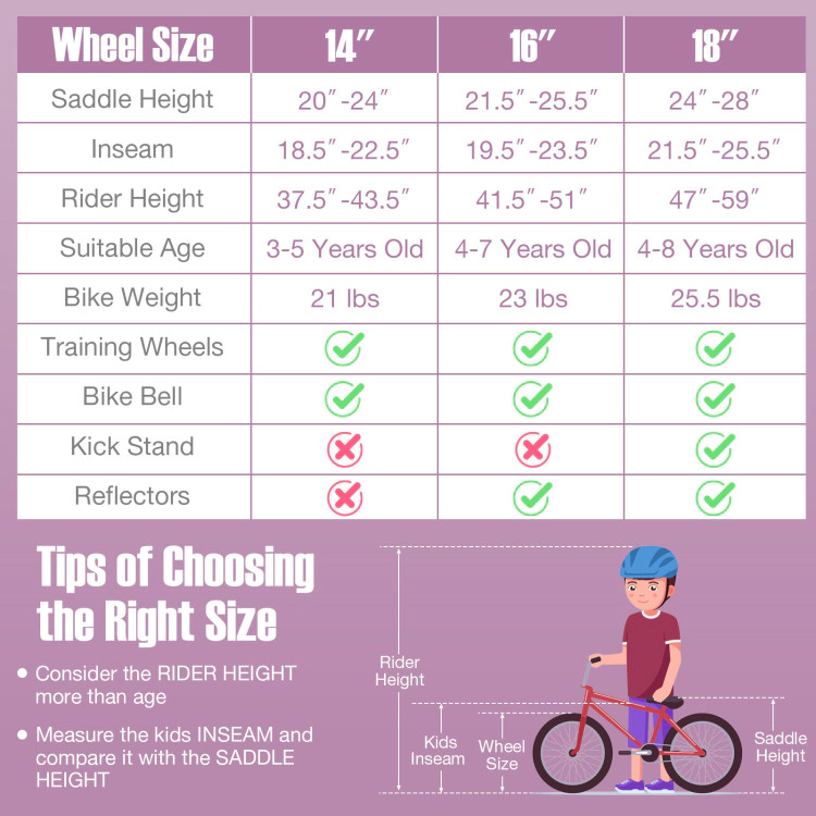 Hivvago Adjustable Kids Bike with 2 Brake System