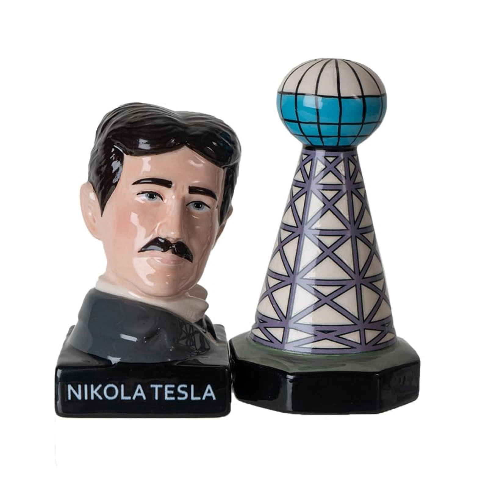 Pacific Giftware Nikola Tesla Inspired Ceramic Salt and Pepper Shaker Set Tesla and Tower