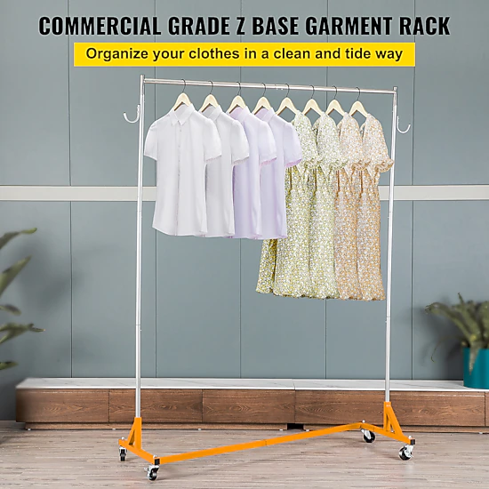 HONGGE Industrial Grade Z Base Garment Rack with Lockable Casters