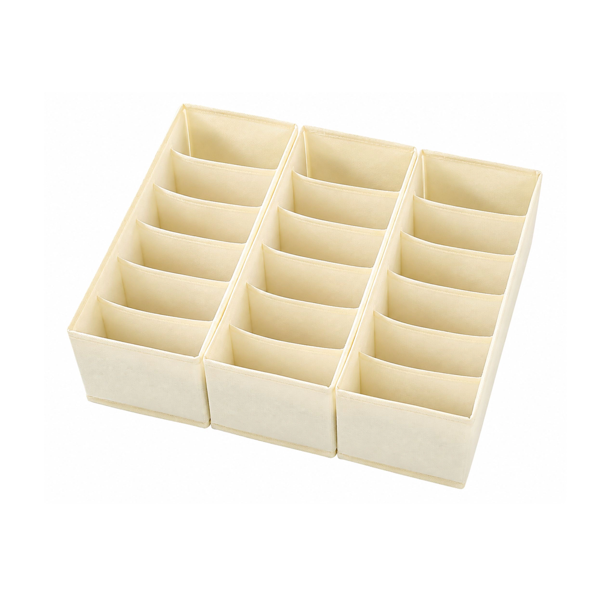 Stock Preferred Pack of 3 Fabric Belt Organizer with 6 Grid Foldable Closet Drawer Storage