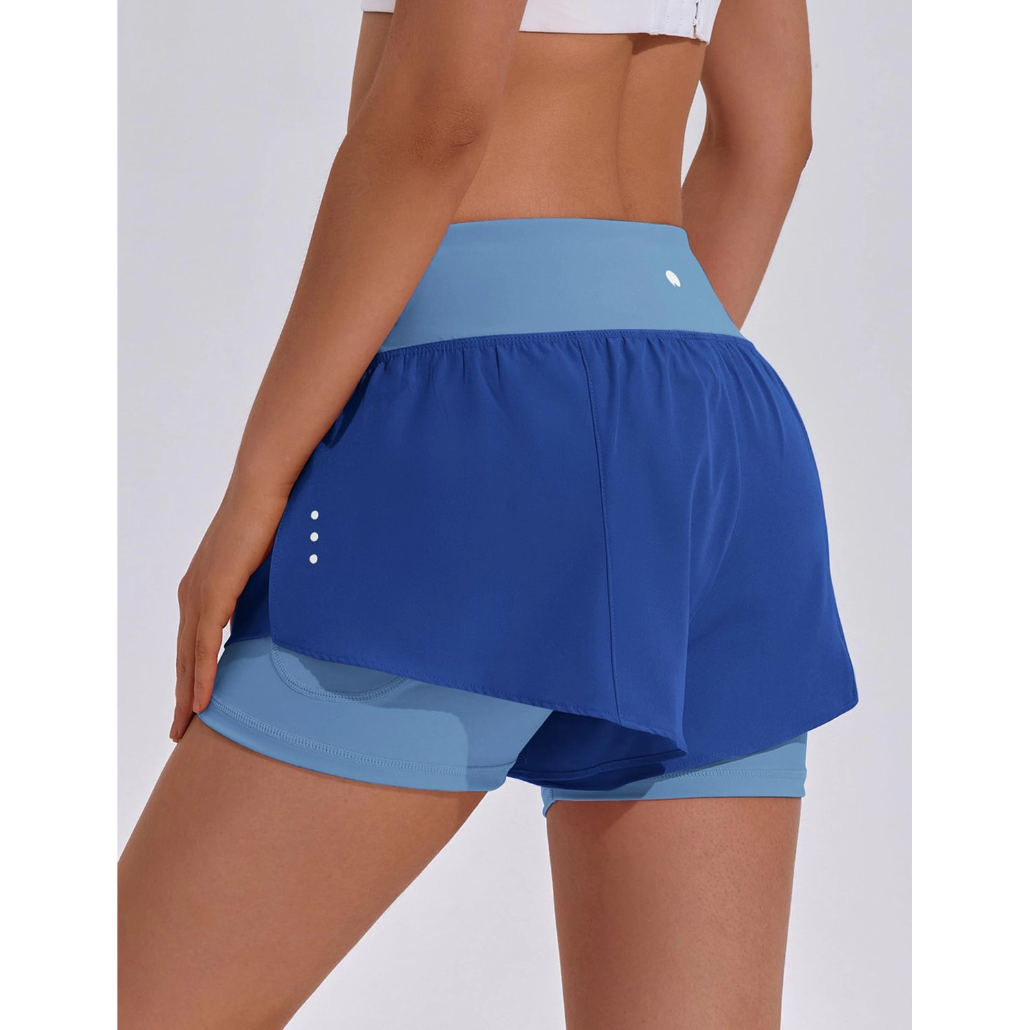 Pinspark Womens High Waist 2 1 Running Shorts Built-in Liner Side Split Gym