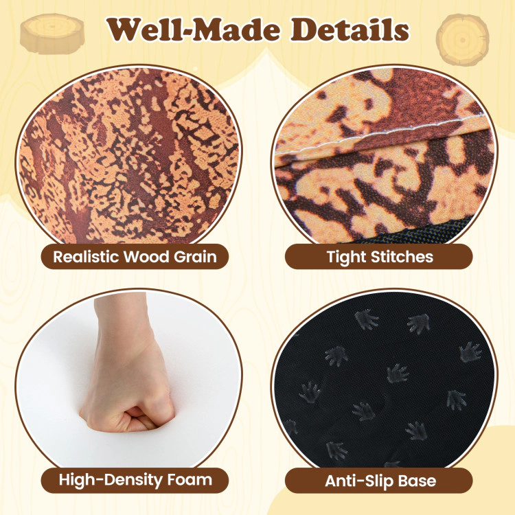 Hivvago 3-Piece Tree Stump Stool Set With Wood Printing Nature Decoration