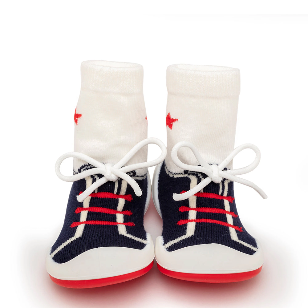 Komuello Baby Boy First Walk Sock Shoes String Navy