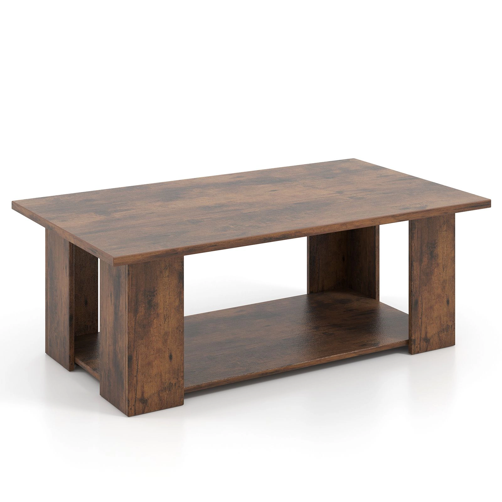SlickBlue Modern Coffee Table with 2-Tier Storage Shelf for Living Room